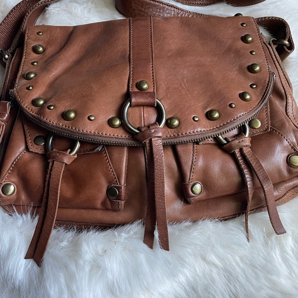 Lucky Brand Brown Leather Boho Shoulder Crossbody Bag with Tassels - Picture 3 of 16